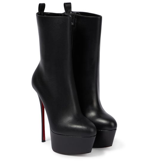 Leather platform boots
