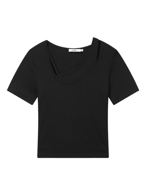 B+ab asymmetric-neckline T-shirt - Black