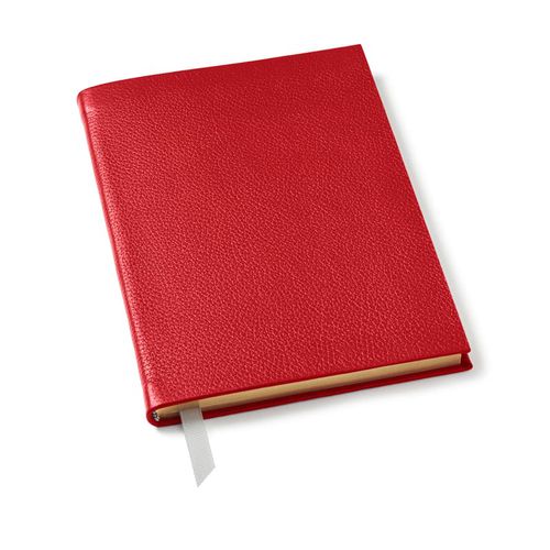 A5 Leather Bound Notebook in Cardinal Red Pebble