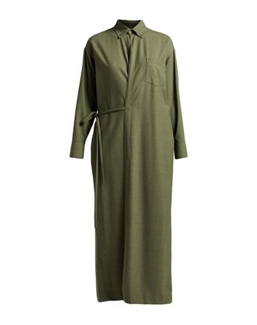 Woman Maxi dress Military green Size 2 Virgin Wool, Polyamide, Elastane