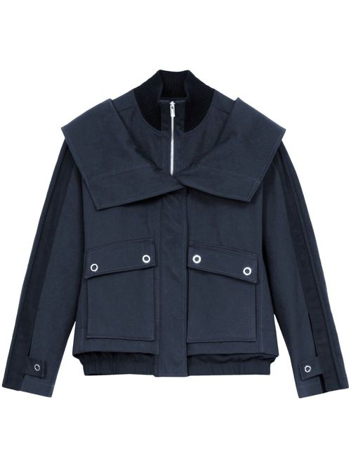 Layered cotton utility jacket - Blue