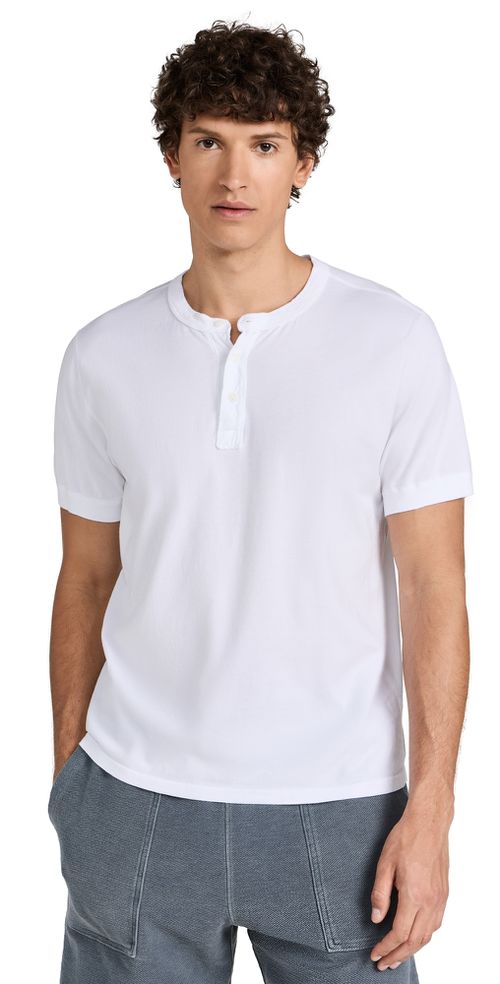 Short Sleeve Supima Henley White