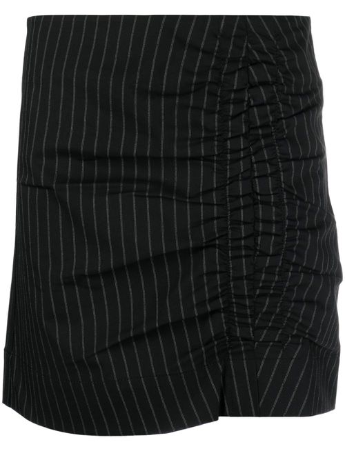 Ruched striped miniskirt - Black