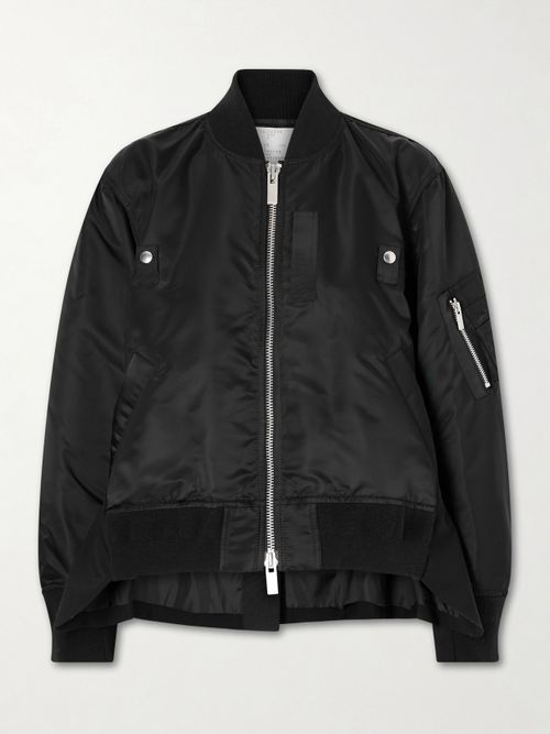 Padded Twill Bomber Jacket - Black