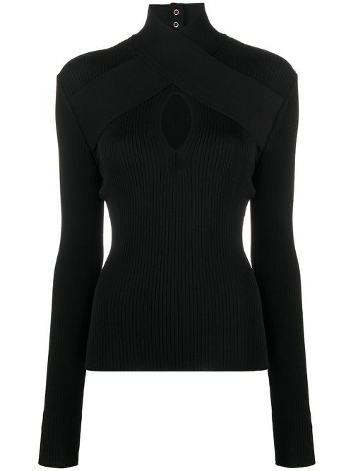 High neck knitted top - Black