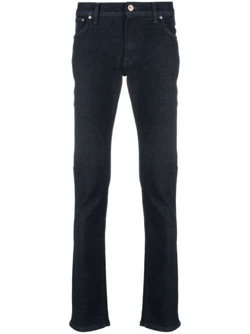 Logo-appliqué straight-leg jeans - Blue