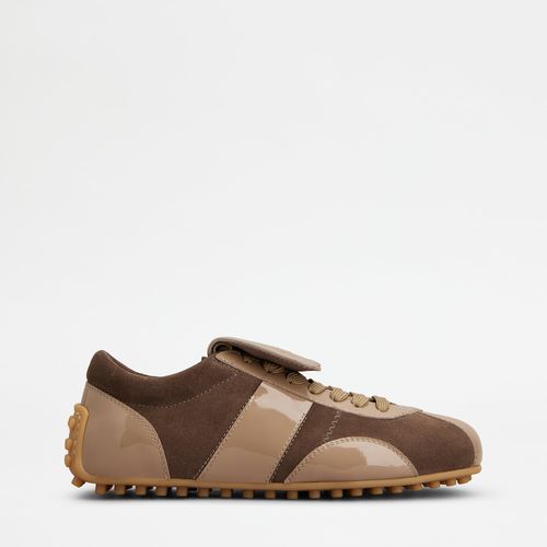 Tods Tod's - T-Marathon Sneakers in Patent Leather and Suede, BEIGE,BROWN, - Shoe