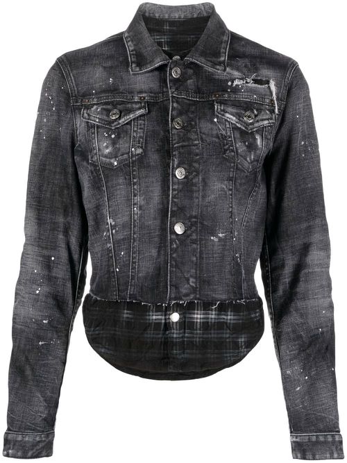 Distressed-effect denim jacket - Black