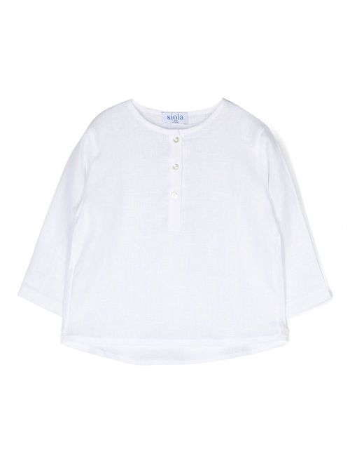 Button fly long-sleeve top - White