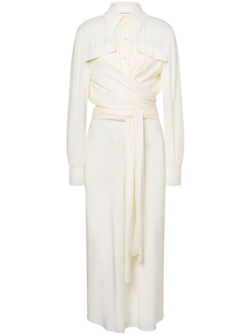 Draped shirt dress - White