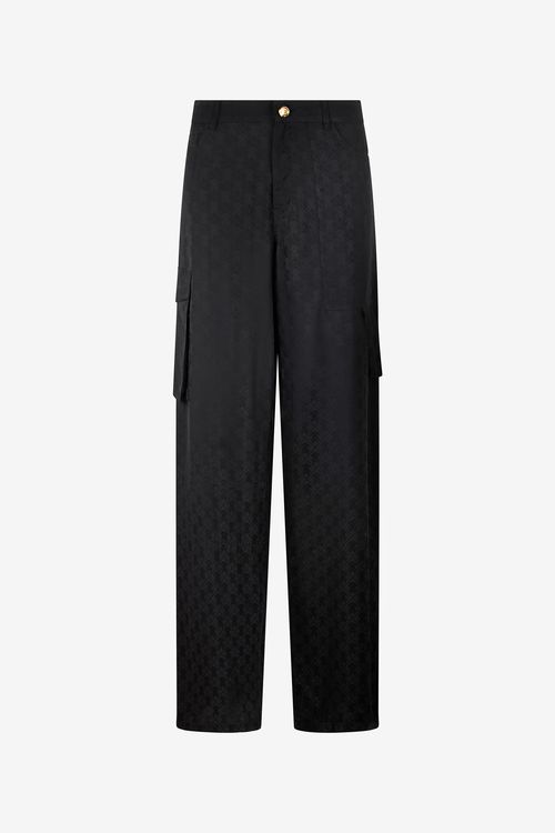 Silk Cargo Trousers With Monogram Rc