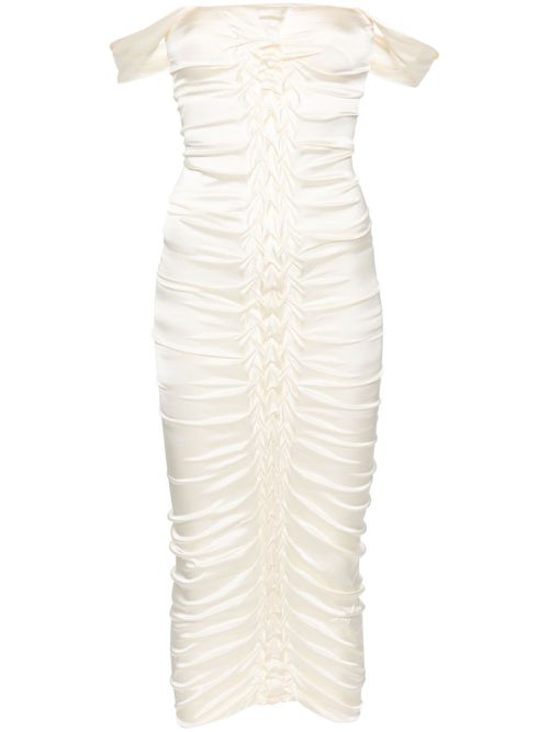 Ruched satin midi dress - Neutrals