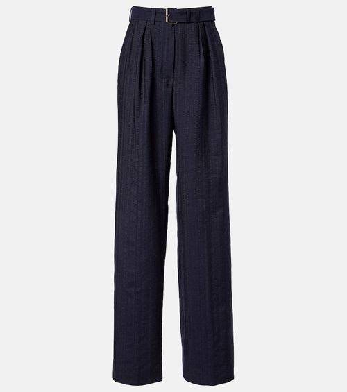 Belted wool wide-leg pants