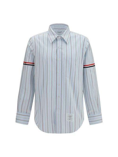 Fine-Striped Grosgrain Poplin Shirt — Gray