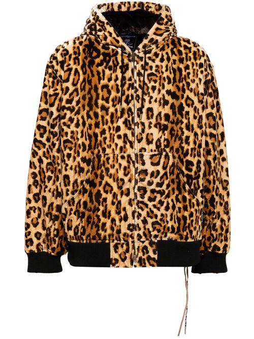 Leopard-print hooded jacket - Brown