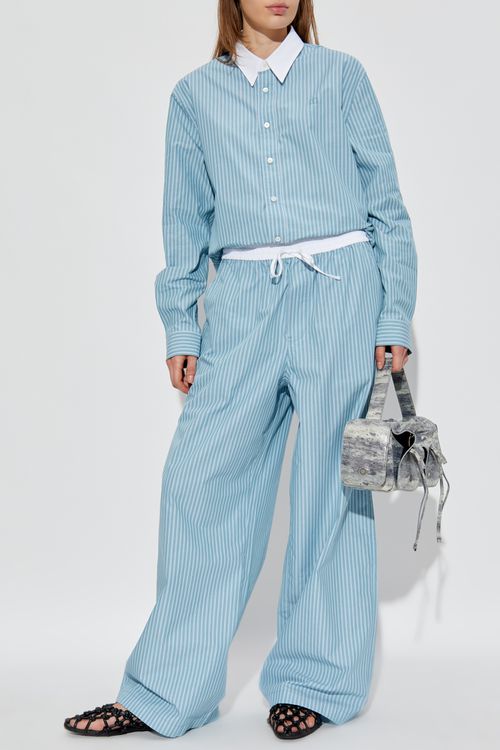 Striped Pattern Trousers, Women's, Blue