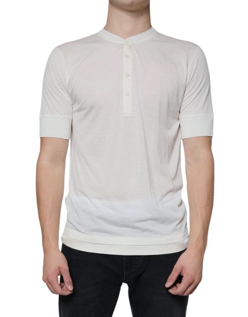 Cotton-Silk Henley T-shirt — White