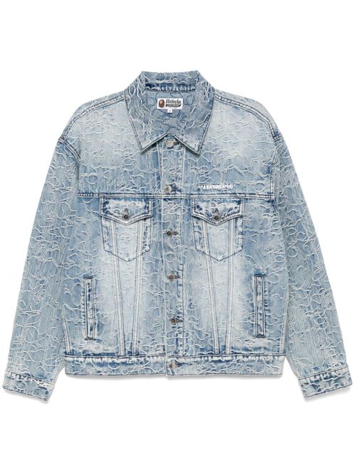 Logo-embroidered denim jacket - Blue