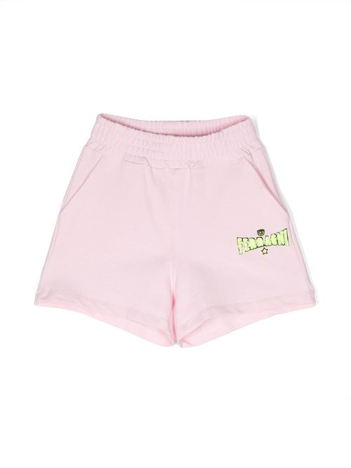 Embossed-logo cotton shorts - Pink
