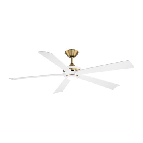 Soft Brass Matte White 62" Ceiling Fan from the Crown Collection