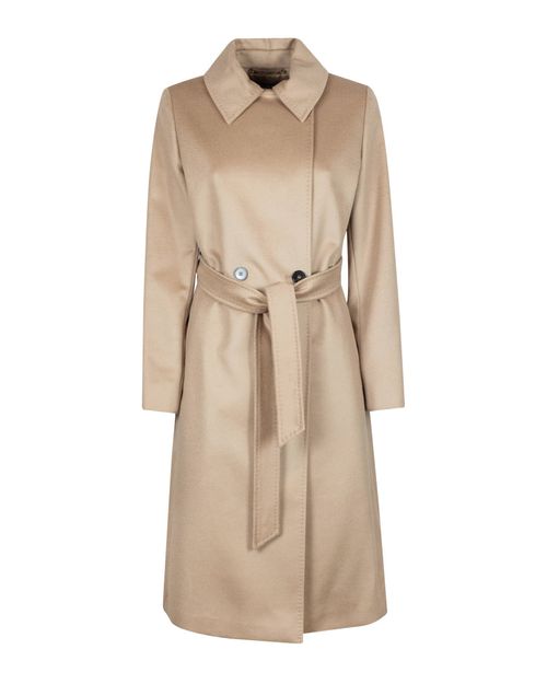 Brown Solid Shirt Collar Trench Coat