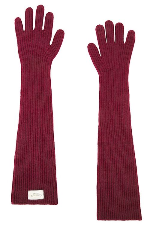 Comme Si Cashmere Long Gloves in Maroon - Burgundy. a