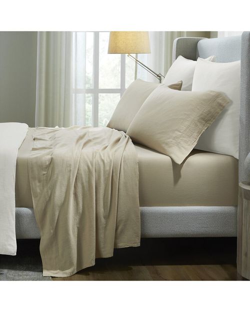 Chloe 100% Cotton Linen Texture Vintage Wash Solid Deep Pocket  Percale Sheet Set