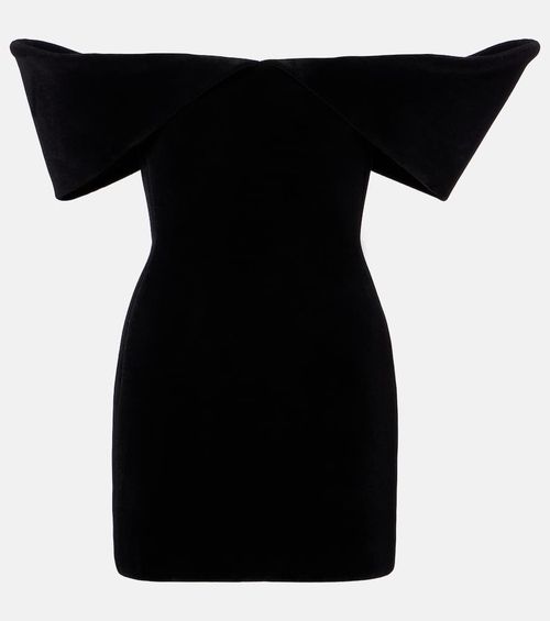 Off-shoulder velvet minidress
