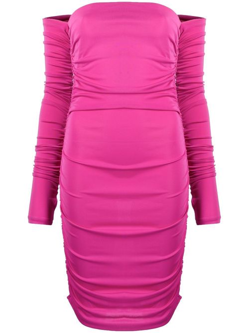 Ruched off-shoulder dress - Pink