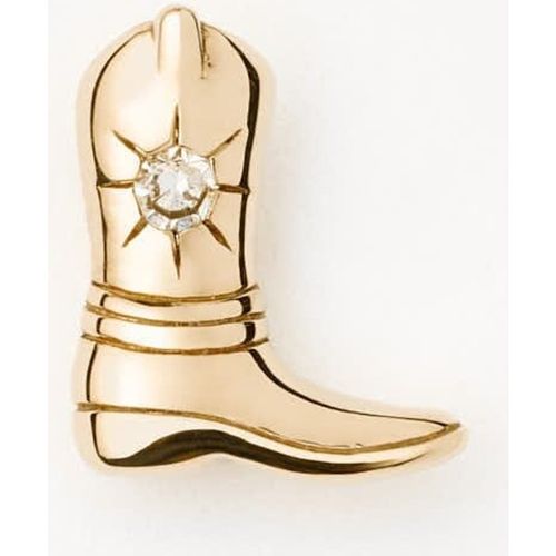 Solid Gold Cowboy Boot Single Stud Earring | Solid Yellow Gold/Diamond