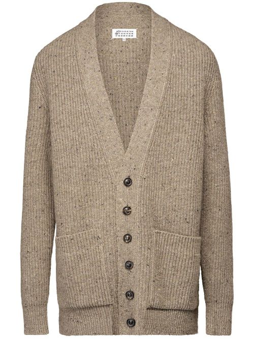 Speckle knit V-neck cardigan - Brown