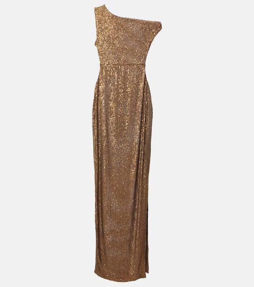 Sequined one-shoulder gown