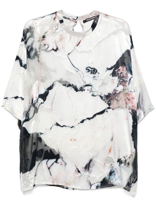 Marble-print blouse - White