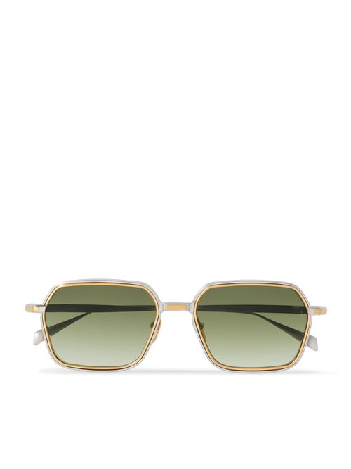 Admiral Rectangular-Frame Titanium Sunglasses