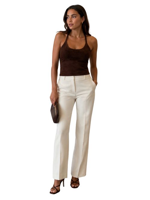 Lambskin Suede Tank Top — Brown