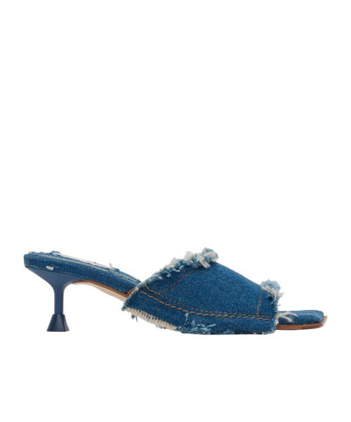 Denim high-heeled sandals