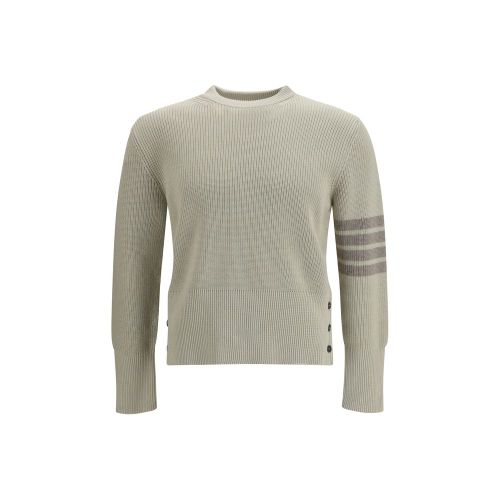 Cotton Ribbed Knit Sweater — Beige