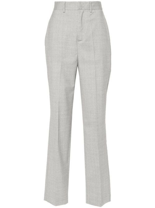 Grey high-waisted tailored trousers