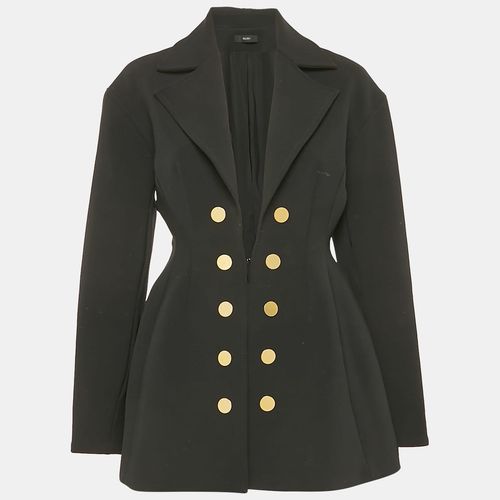 Black Gabardine Button Detail Coat