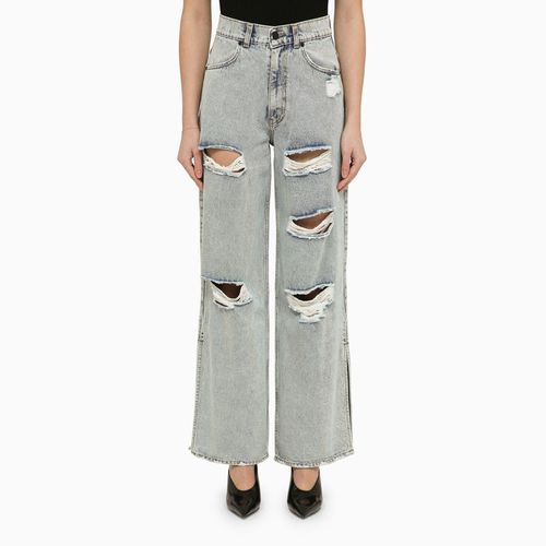 Lathi blue wide denim jeans with wear