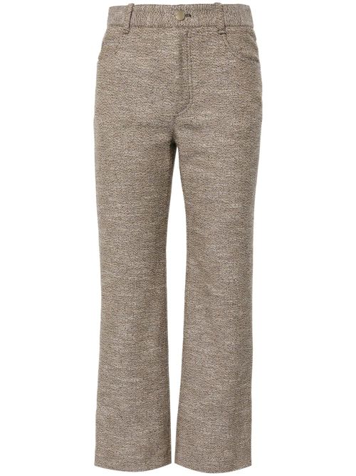 Flared tweed cropped trousers - Yellow