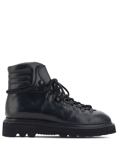 Lace-up leather ankle boots - Black