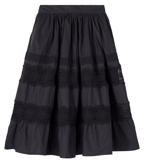 Lace-trimmed cotton skirt