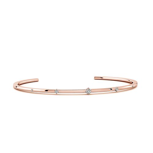 Angara 3 MM Five-Stone Round Diamond Station Cuff Bracelet in 14K Rose Gold