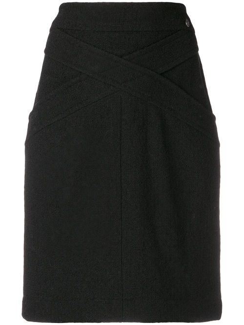 Crisscross detail fitted skirt - Black