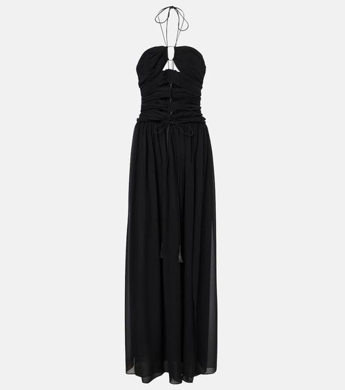 Cutout silk gown