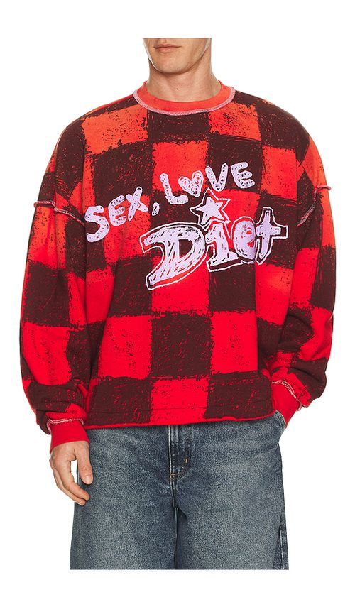 Diet Starts Monday SL&D Crewneck Sweatshirt in Red. L. Also in M, S, XL/1X