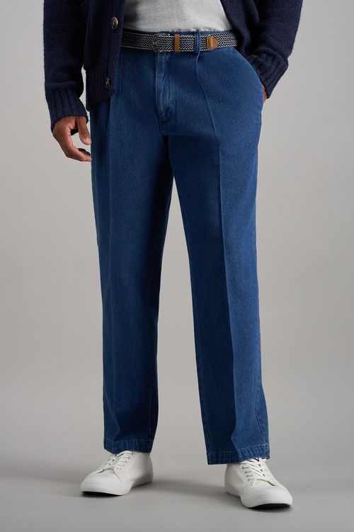 Haggar Work to Weekend Denim Pants, Pleated Front in Light Stonewash