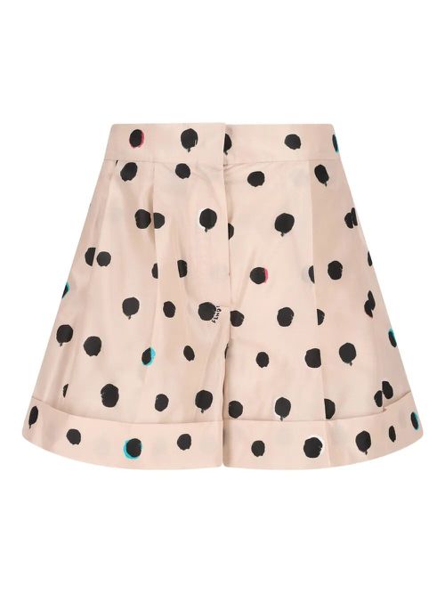 Falena Dots-Print Taffeta Flared Shorts