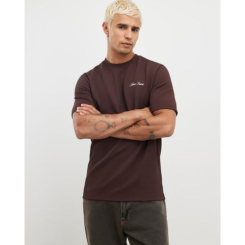 River Island Mens T-Shirt Brown Slim Fit Slinky Ame Saint - X-Sma